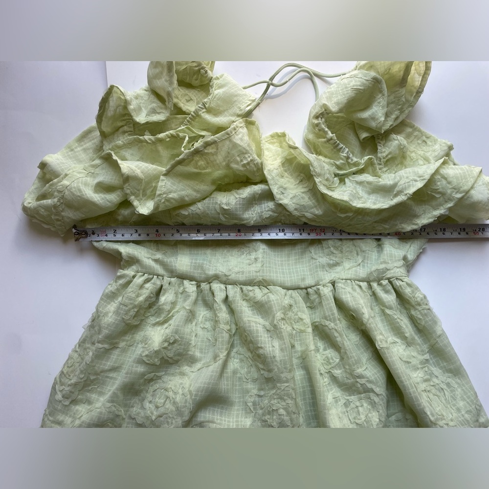 new All in Favor Light Green Ruffle Dress pistachio green large - Picture 4 of 8